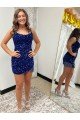 Shop Spaghetti Straps Backless Sleeveless Short Velvet Sequin Homecoming Dress / Prom Dress Sydney