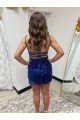 Shop Spaghetti Straps Backless Sleeveless Short Velvet Sequin Homecoming Dress / Prom Dress Sydney