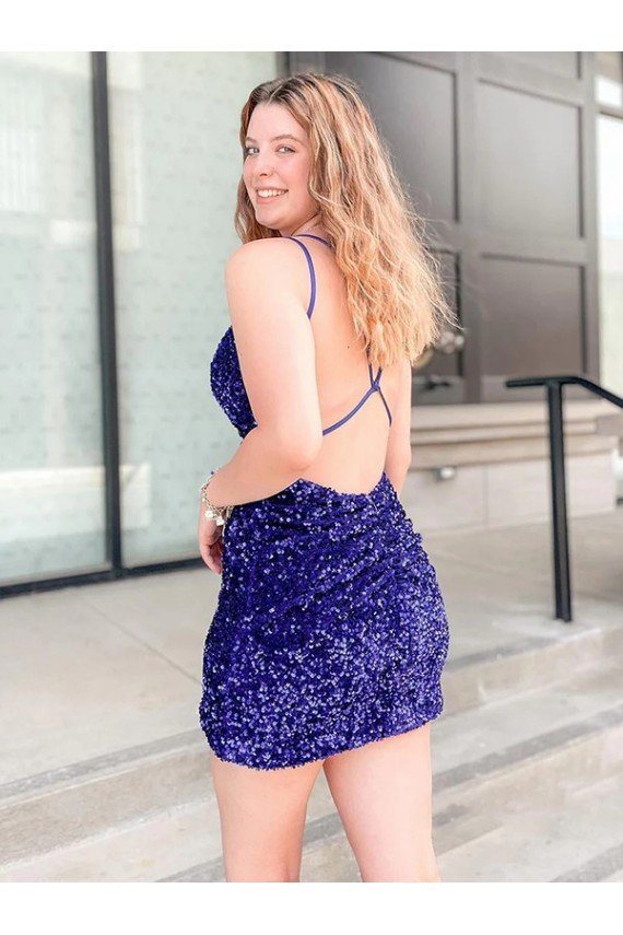 Shop Sleeveless Short Velvet Sequin V-Neck Homecoming Dress / Prom Dress Sydney