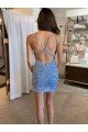 Shop V-Neck Sleeveless Short Velvet Sequin Homecoming Dress / Prom Dress with Straps Sydney