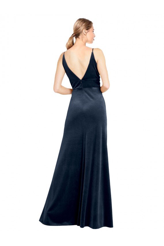 Shop V-Back Long Velvet Bridesmaid Dress / Prom Dress with Notched V-Neck and Spaghetti Straps Sydney
