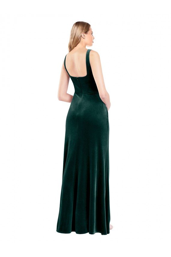 Shop Square Neck Full Length Velvet Bridesmaid Dress / Prom Dress with Side Slit Sydney