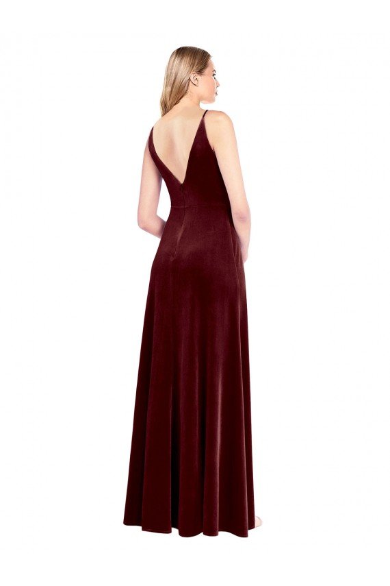 Shop Faux Surplice Neckline Slim A-Line Long Velvet Bridesmaid Dress / Prom Dress Sydney