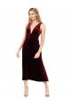 Daring Plunging V-Neckline Short Midi Cocktail Length Velvet Bridesmaid Dress / Prom Dress Sydney