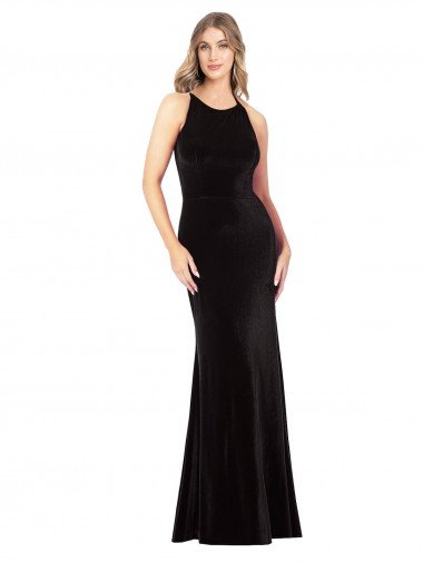 Shop Vintage Velvet High Neck Formal Bridesmaid Dress / Prom Dress with Strappy Back Sydney