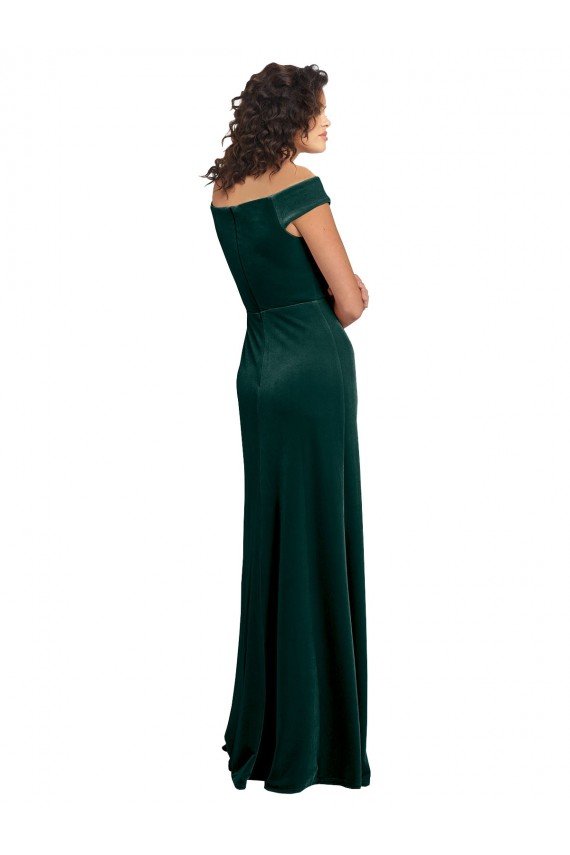 Shop Floor Length Cap Sleeves Long Formal Velvet Bridesmaid Dress / Prom Dress with High Side Slit Sydney