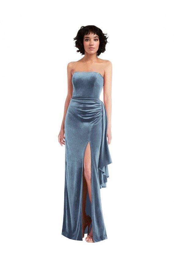 Shop Strapless Formal Velvet Maxi Bridesmaid Dress / Prom Dress with Draped Skirt Sydney