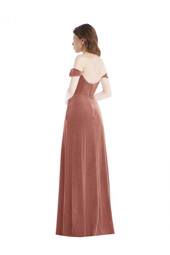 Shop Off the Shoulder Flounce Sleeve Velvet Maxi Bridesmaid Dress / Prom Dress Sydney