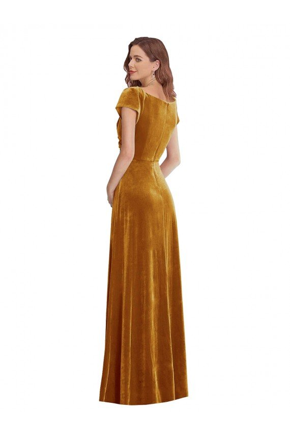 Shop Cap Sleeve Faux Wrap Formal Velvet Maxi Bridesmaid Dress / Prom Dress with Pockets Sydney
