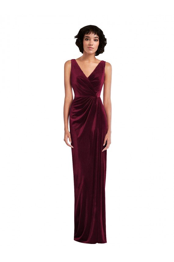Shop Draped Skirt Faux Wrap Velvet Maxi Bridesmaid Dress / Prom Dress Sydney