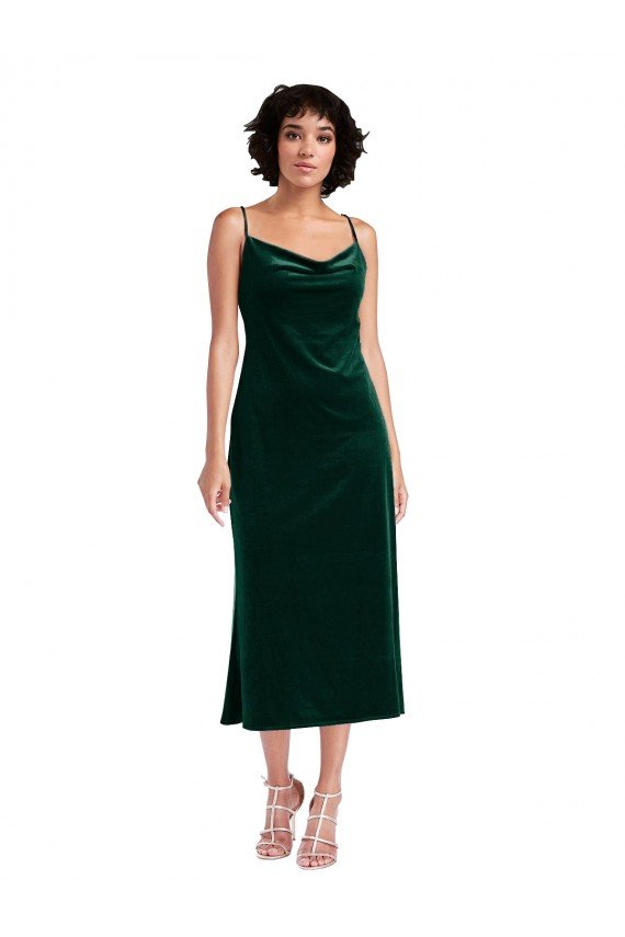 Shop Midi Length Cowl Neck Formal Velvet Short Cocktail Slip Bridesmaid Dress / Prom Dress Sydney