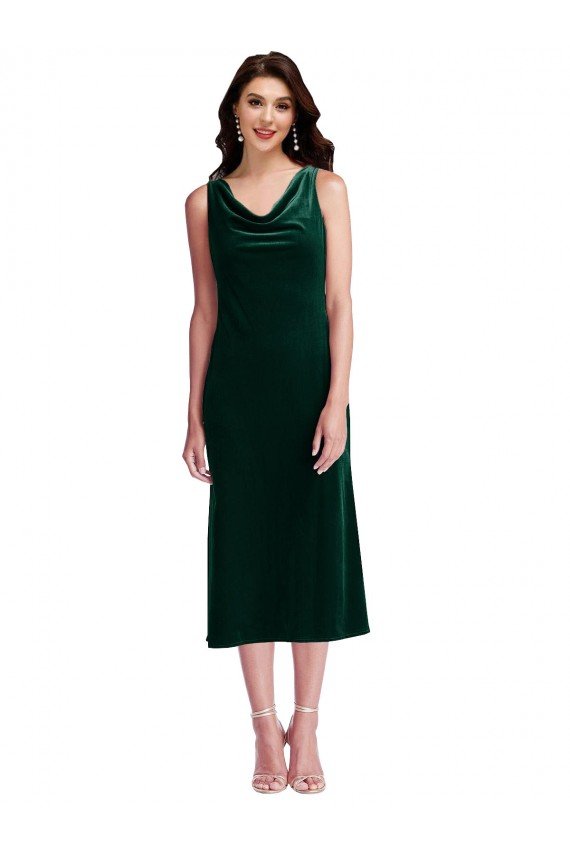 Shop Cowl Neck Velvet Midi Cocktail Length Bridesmaid Dress / Prom Dress Sydney