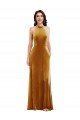Shop High-Neck Halter Velvet Maxi Bridesmaid Dress / Prom Dress with Front Slit Sydney