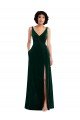 Shop Floor Length Velvet Maxi Bridesmaid Dress / Prom Dress with Shirred Bodice and Front Slit Sydney