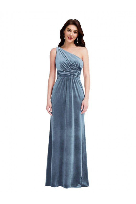 Shop One Shoulder Draped Velvet Maxi Bridesmaid Dress / Prom Dress Sydney