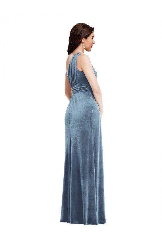 Shop One Shoulder Draped Velvet Maxi Bridesmaid Dress / Prom Dress Sydney