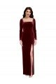 Shop Sleek Square Neck Spaghetti Straps Velvet Bridesmaid Dress / Prom Dress with Side Slit Sydney