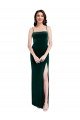 Shop Straight Neckline Spaghetti Straps Long Velvet Bridesmaid Dress / Prom Dress with High Side Slit Sydney
