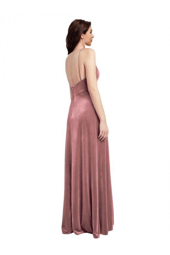 Shop Low Scoop Back Long V-Neck Formal Velvet Slip Bridesmaid Dress / Prom Dress Sydney