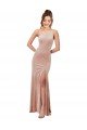 Shop One Shoulder Formal Stretch Velvet Bridesmaid Dress / Prom Dress with Front Slit Sydney