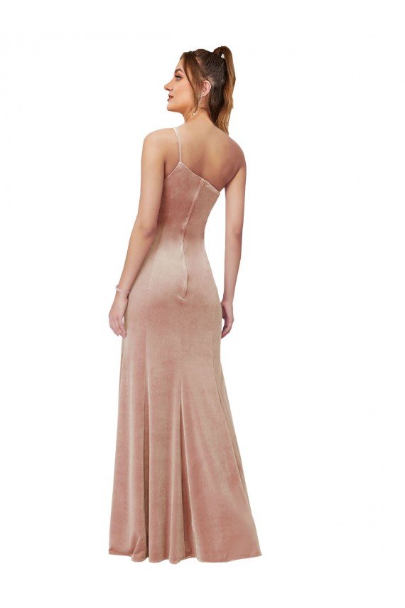 Shop One Shoulder Formal Stretch Velvet Bridesmaid Dress / Prom Dress with Front Slit Sydney