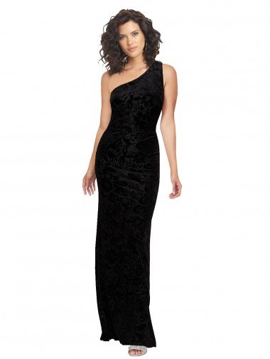 Shop One Shoulder Long Sheath Sleeveless Floral Velvet Bridesmaid Dress Sydney