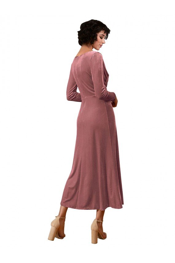 Shop Long Sleeve Velvet Faux Wrap Midi Length Bridesmaid Dress / Prom Dress Sydney