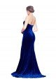 Shop Strapless Ruched Formal Velvet Bridesmaid Dress / Prom Dress with Sweep Train and Front Slit Sydney