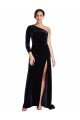 Shop One Sleeve Long Formal Velvet Bridesmaid Dress / Prom Dress with Thigh High Split Sydney