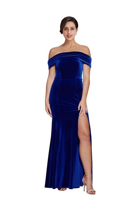 Shop Full Length Long Formal Velvet Bridesmaid Dress / Prom Dress with Side Split Sydney