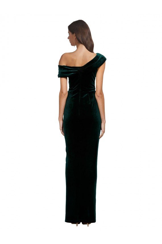 Shop Long Asymmetric Neckline Ruched Formal Velvet Bridesmaid Dress / Prom Dress Sydney