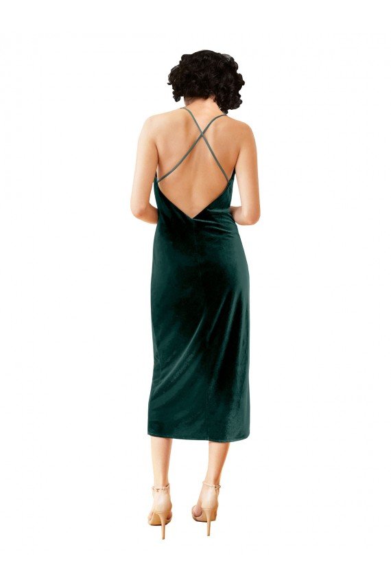 Shop Midi Cocktail Length Sleek Cowl Neckline Short Formal Velvet Bridesmaid Dress / Prom Dress Sydney