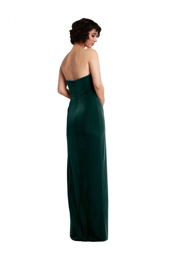 Shop Scooped Strapless Long Formal Velvet Bridesmaid Dress / Prom Dress with Daring Side Slit Sydney